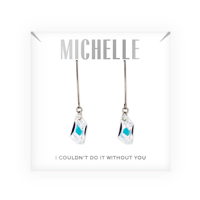 Personalized Swarovski Crystal Wedding Drop Earrings - Couldn't Do It Without You Iridescent