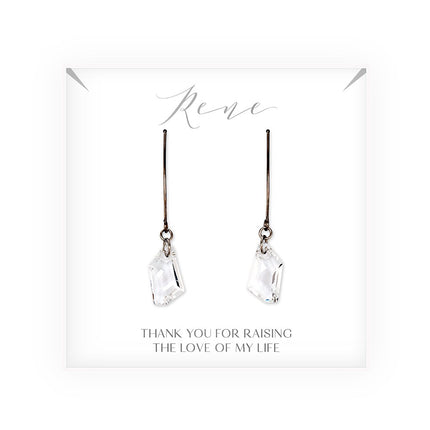 Personalized Swarovski Crystal Wedding Drop Earrings - Mother-In-Law Thank You