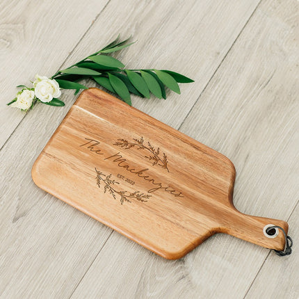 Personalized Wooden Paddle Cutting/Serving Board with Handle