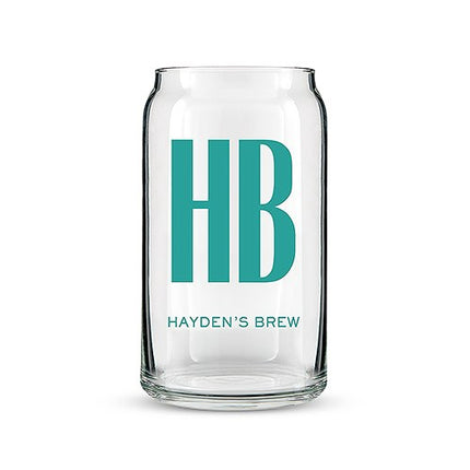 Personalized Custom Monogram Can Shaped Glass