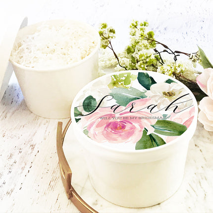 Personalized Spring Floral Bridal Party Round Gift Box