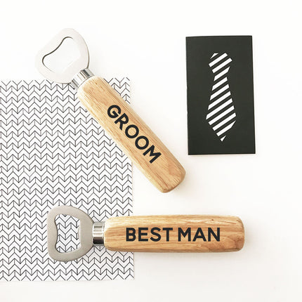 Personalized Wooden Bottle Opener Wedding Party Favor