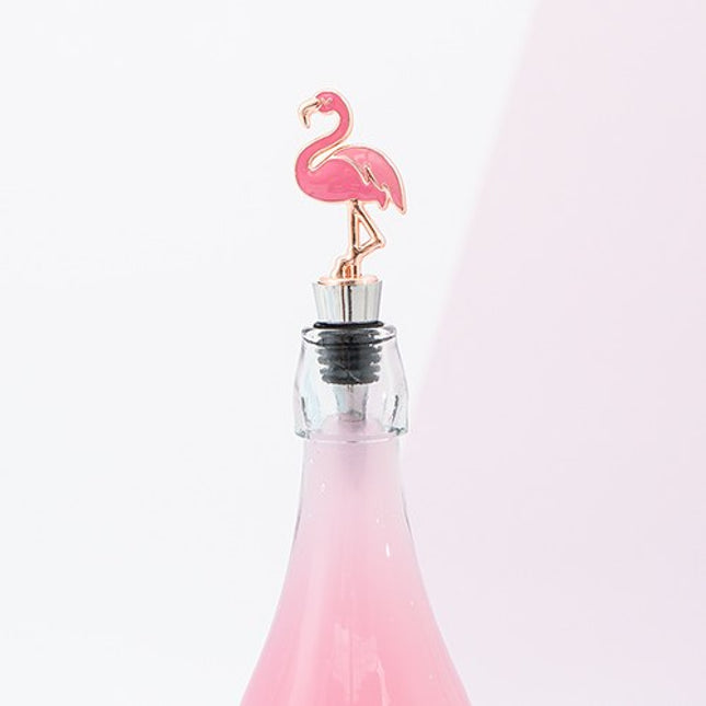 Pink Flamingo with Rose Gold Accents Bottle Stopper Wedding Party Favor