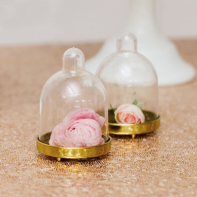Dome with Gold Bottom Plastic Wedding Favor Container Set (Pack of 2)