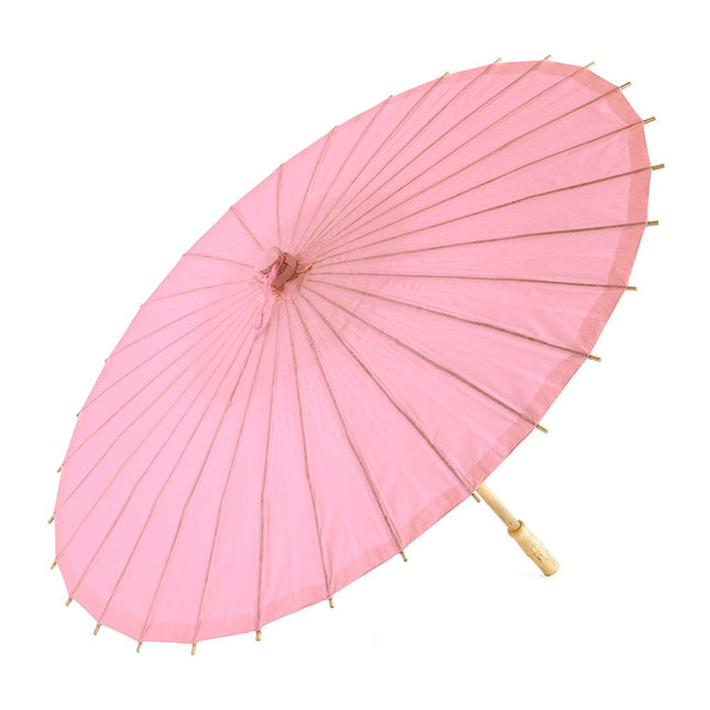 Pretty Paper Parasol With Bamboo Handle - Pastel Pink