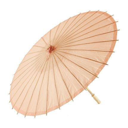 Peach Paper Parasol with Bamboo Handle