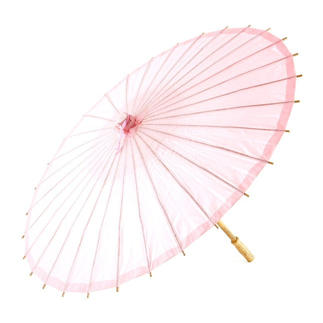 Vintage Pink Paper Parasol with Bamboo Handle