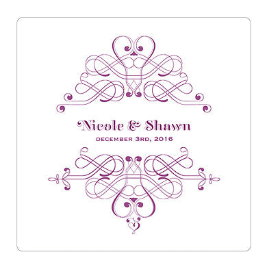 Purple Fanciful Monogram Personalized Clear Acrylic Block Cake Topper