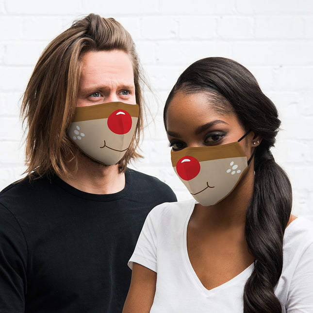 Reusable Cloth Face Mask - Rudolph Red-Nosed Reindeer
