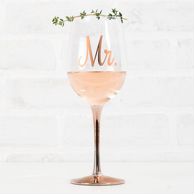 Mr. Metallic Rose Gold Stemmed 18 Oz. Glass