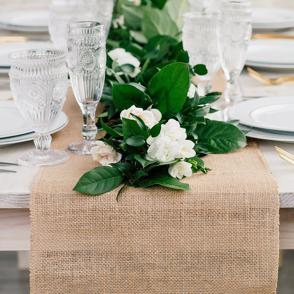 Rustic Natural Burlap Table Runner 12inches x 108inches Butter Be