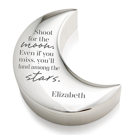 Personalized Silver and Velvet Half Moon Jewelry Box