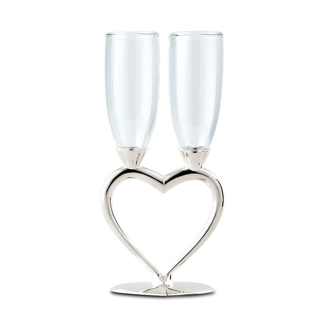 Interlocking Heart Stems Wedding Champagne Flutes