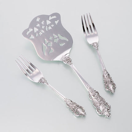 Silver Wedding Cake Reception Server and Two Forks Set
