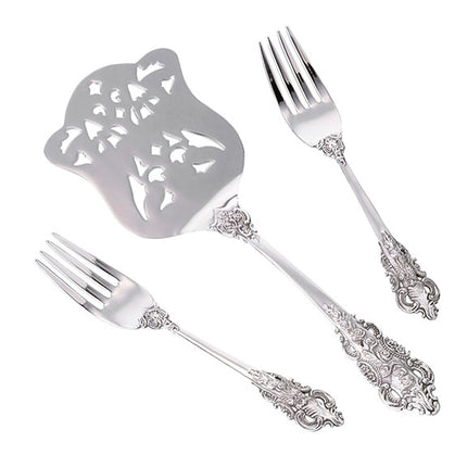 Silver Wedding Cake Reception Server and Two Forks Set
