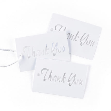 White Shimmer Cut Out Style Thank You Favor Card