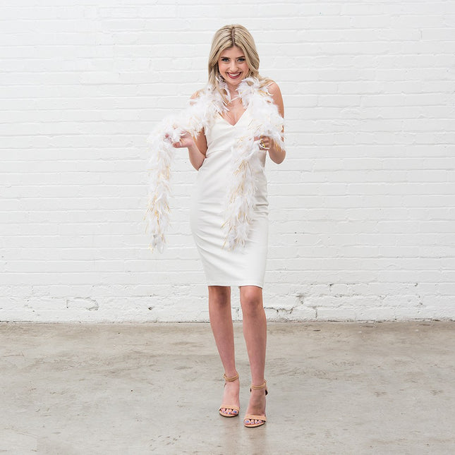 White Sparkly Bachelorette Feather Boa