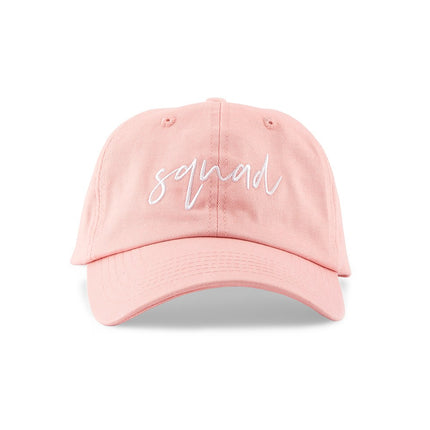 Pink and white bridal squad hat