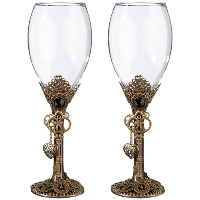Steampunk Wedding Wine Glass Gift Set