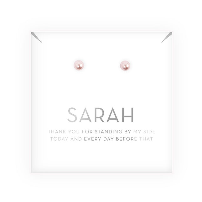 Personalized Thank You Box and Swarovski White Pearl Stud Earrings
