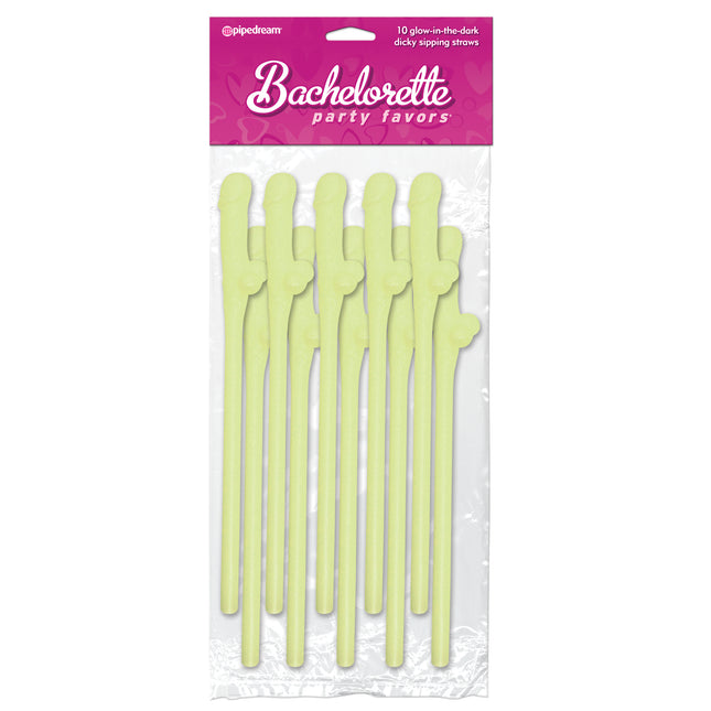 Bachelorette Party Favors - Dicky Sipping Straws - Glow-in-the-Dark - 10 Piece PD6203-02