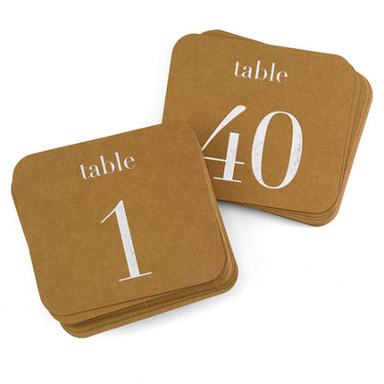Kraft Wedding Party Silver Foil Table Number
