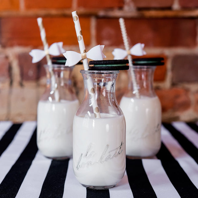 Vintage Glass Milk Bottle Wedding Party Favor Jar (Pack of 4)