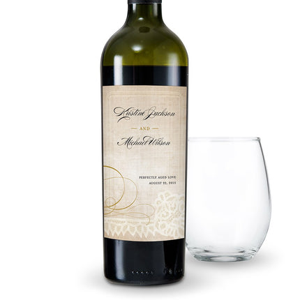 Personalized Vintage Lace Glass Bottle Label (Pack of 24)