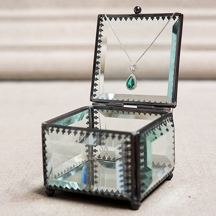 Beveled Glass Wedding Ring Jewelry Box