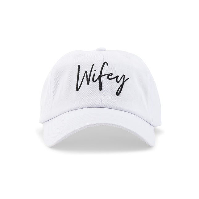 Wifey Script Embroidered White Hat