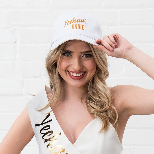 Women’s Embroidered White Yeehaw Bride Hat