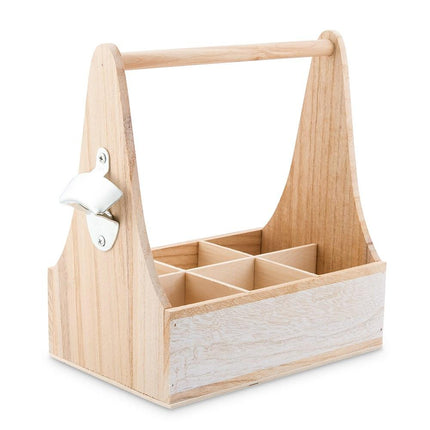 Wooden Bottle Caddy with Opener