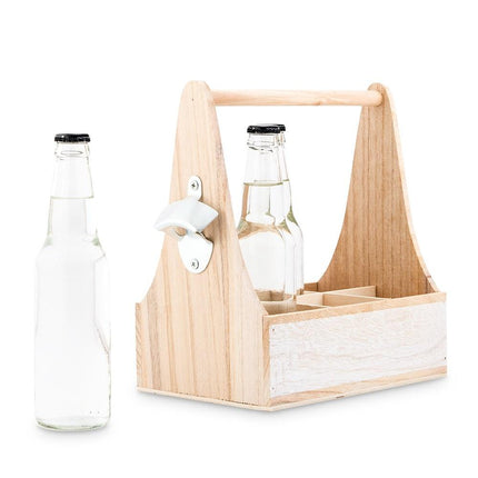 Personalized Wooden Bottle Caddy with Opener