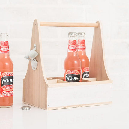 Personalized Wooden Bottle Caddy with Opener