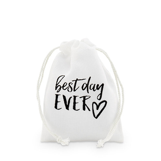 Best Day Ever Muslin Drawstring Favor Bag