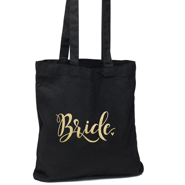 Black and Gold Bride Wedding Welcome Tote Bag