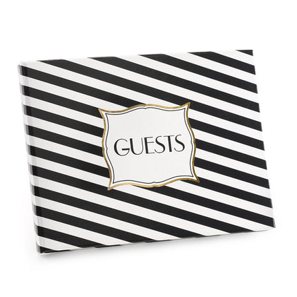 Black, Gold and White Striped Wedding Ceremony Guest Book