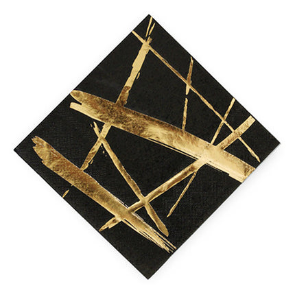 Gold and Black Cocktail Napkins (Pack of 20)