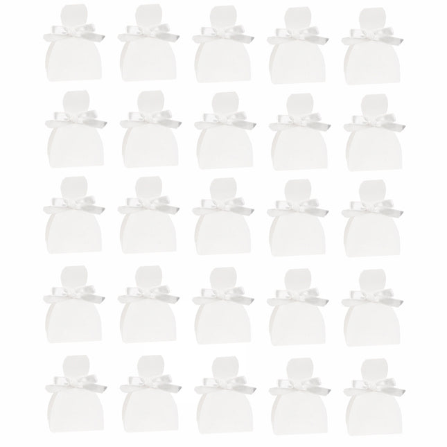 Bridal Gown Wedding Favor Box with Ribbon (Pack of 25)