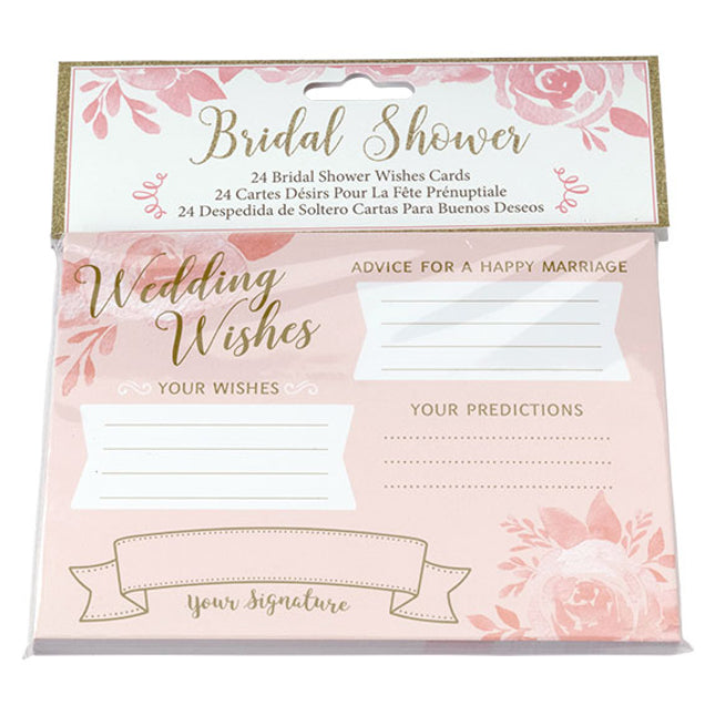 Pink and Gold Bridal Shower Best Wishes Stationery Party Game Card (Pack of 24)