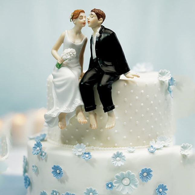 Bride and Groom Cake Top - The Kiss - Caucasian Light Skin