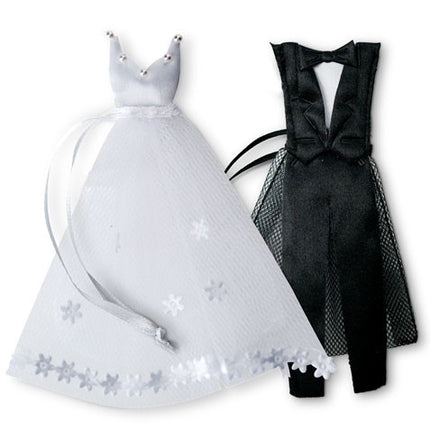 Black Tuxedo and Bride's Dress Wedding Favor Bags