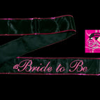 Script Bride to Be Sash - Pink on Black