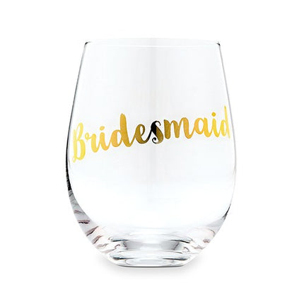 Metallic Gold Bridesmaid Stemless Wine Glass