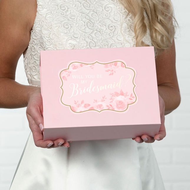 Pink and Gold Will You Be My Bridesmaid Proposal Box