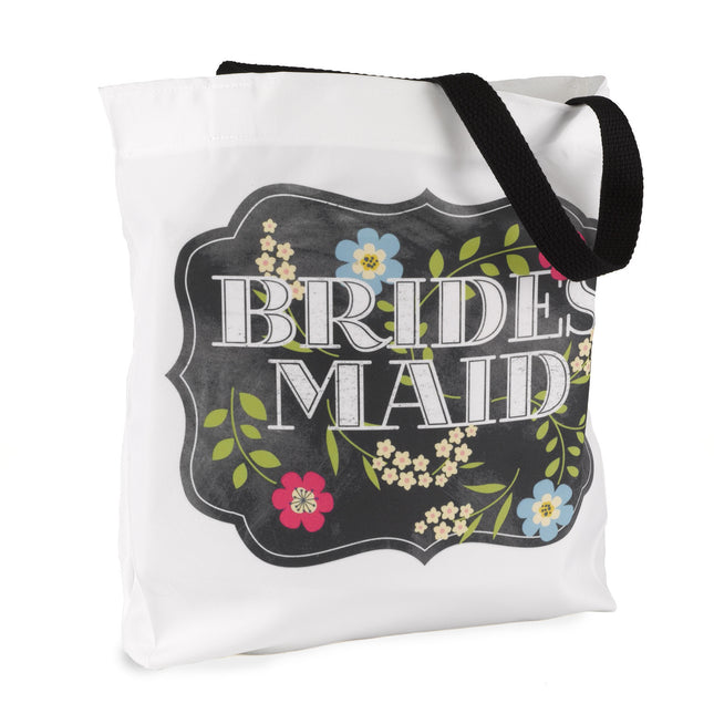 Bridesmaid Chalkboard Floral Wedding Party Tote Bag