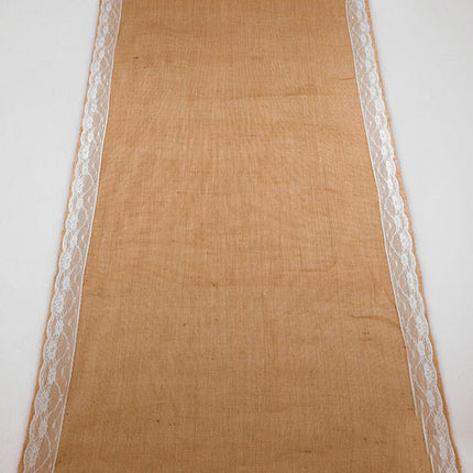 Burlap Aisle Runner with Delicate Lace Borders