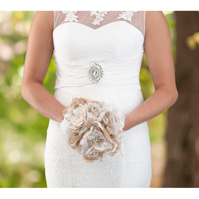 Burlap and Lace Wedding Ceremony Bride's Bouquet