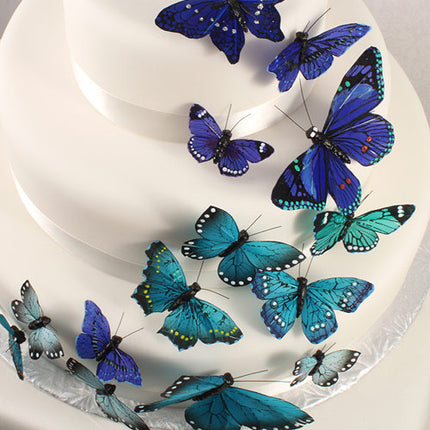 A close up of the Butterfly Wedding Party Cake Set in Something Blue