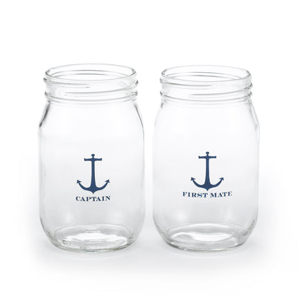 Captain and First Mate Nautical Drinking Jars (Set of 2)
